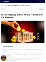 Bitcoin Treasury Bubble About To Burst, Say 10x Research