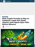 Best Crypto Presale to Buy as Coinbase Lands OCC Bank Charter and Pepeto Eyes 150x Before Binance - TechBullion