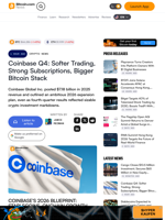 Coinbase Q4: Softer Trading, Strong Subscriptions, Bigger Bitcoin Stack – Crypto News Bitcoin News