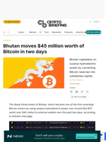 Bhutan moves $45 million worth of Bitcoin in two days