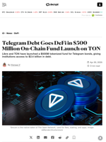Telegram Debt Goes DeFi in $500 Million On-Chain Fund Launch on TON - Decrypt