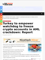Turkey to empower watchdog to freeze crypto accounts in AML crackdown: Report - The Crypto News Wire