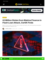 $5 Million Stolen from Makina Finance in Flash Loan Attack, CertiK Finds - CoinCentral