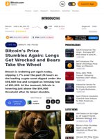 Bitcoin’s Price Stumbles Again: Longs Get Wrecked and Bears Take the Wheel – Markets and Prices Bitcoin News