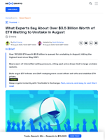 $3.5B Worth of ETH Waiting to Unstake Will Cause Panic Sell?