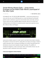 Smart Money Moves Early - Jump.meme Emerges as the Multi-Chain Meme Launchpad of the New Cycle - Visionary Financial