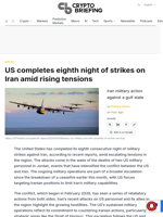 US completes eighth night of strikes on Iran amid rising tensions