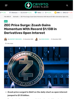 ZEC Price Surge: Zcash Gains Momentum With Record $1.13B