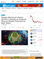 Pepeto Memecoin Raises $6.5M in Presale as Analysts Discuss Market Potential as Best Token