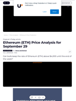 Ethereum (ETH) Price Analysis for September 29 - U.Today