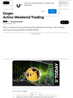 Dogecoin (DOGE) Rises 20% Amid Active Weekend Trading - U.Today