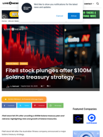 Fitell stock plunges after $100M Solana treasury strategy | Live Bitcoin News