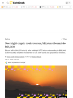 Bitcoin (BTC) price hit by swift Asia-hours selloff, stages partial recovery