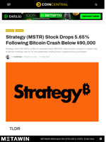 Strategy (MSTR) Stock Drops 5.65% Following Bitcoin Crash Below $90,000 - CoinCentral