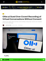 Otter.ai Sued Over Covert Recording of Virtual Conversations Without Consent - CoinCentral