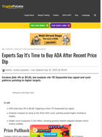 Experts Say It’s Time to Buy ADA After Recent Price Dip