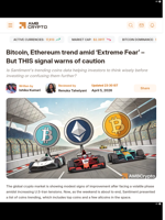 Bitcoin, Ethereum trend amid ‘Extreme Fear’ – But THIS signal warns of caution - AMBCrypto