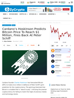Cardano's Hoskinson Predicts Bitcoin Price To Reach $1 Million, Fires Back At Peter Schiff ⋆ ZyCrypto