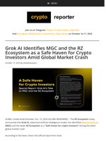 Grok AI Identifies MGC and the RZ Ecosystem as a Safe Haven for Crypto Investors Amid Global Market Crash