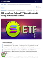 21Shares Spot Solana ETF Goes Live Amid Rising Institutional Inflows
