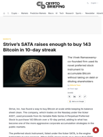 Strive's SATA raises enough to buy 143 Bitcoin in 10-day streak