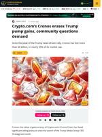 Cronos Erases Trump Gains, CRO Faces Demand Doubts