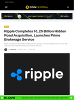 Ripple Completes $1.25 Billion Hidden Road Acquisition, Launches Prime Brokerage Service - CoinCentral