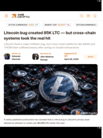 Litecoin bug created 85K LTC — but cross-chain systems took the real hit - AMBCrypto