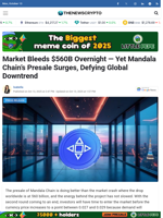 Market Bleeds $560B Overnight — Yet Mandala Chain’s Presale Surges, Defying Global Downtrend