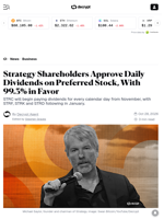 Strategy Shareholders Approve Daily Dividends on Preferred Stock, With 99.3% in Favor - Decrypt