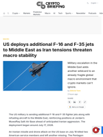US deploys additional F-16 and F-35 jets to Middle East as Iran tensions threaten macro stability