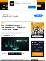 Bitcoin Liquid Network Surpasses $3.27 Billion In Total Value Locked