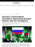Russia’s Central Bank Considers Tokenizing Russian Stocks, But for Foreigners - 
