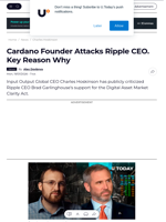 Cardano Founder Attacks Ripple CEO. Key Reason Why - U.Today
