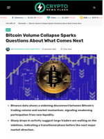 Bitcoin Volume Collapse Sparks Questions About What Comes Next - Crypto News Flash