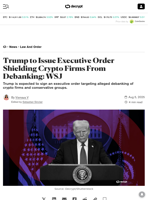 Trump to Issue Executive Order Shielding Crypto Firms From Debanking: WSJ - Decrypt