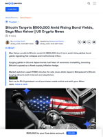 US Crypto News: Bitcoin Targets $500,000 as Bond Yields Surge