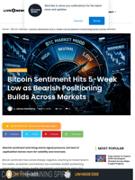 Bitcoin Sentiment Hits 5-Week Low as Bearish Positioning Builds Across Markets | Live Bitcoin News