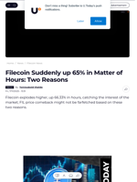 Filecoin Suddenly up 65% in Matter of Hours: Two Reasons - U.Today