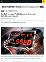 Sui DeFi Project Full Sail Shuts Down After Oracle Incident