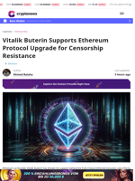 Vitalik Supports Ethereum Upgrade for Censorship Resistance