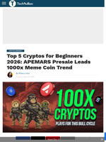 Top 5 Cryptos for Beginners 2026: APEMARS Presale Leads 1000x Meme Coin Trend - TechBullion