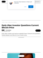Early Uber Investor Questions Current Bitcoin Price - U.Today
