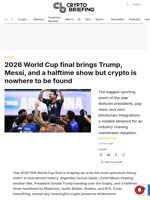 2026 World Cup final brings Trump, Messi, and a halftime show but crypto is nowhere to be found