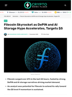 Filecoin Skyrocket as DePIN and AI Storage Hype Accelerates, Targets $5 - Crypto News Flash
