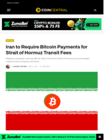 Iran to Require Bitcoin Payments for Strait of Hormuz Transit Fees - CoinCentral