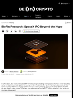 BloFin Research: SpaceX IPO Beyond the Hype