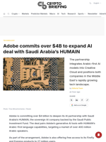 Adobe commits over $4B to expand AI deal with Saudi Arabia's HUMAIN