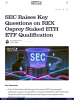 SEC Raises Key Questions on REX Osprey Staked ETH ETF Qualification