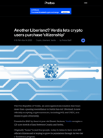 Another Liberland? Verdis lets crypto users purchase ‘citizenship’